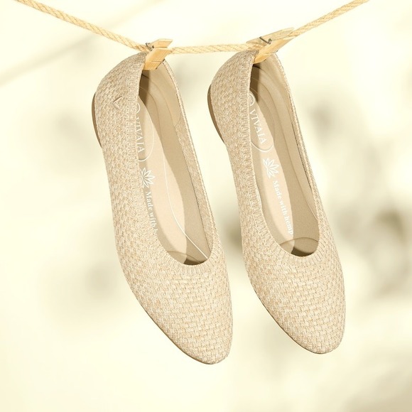 VIVAIA Pointed-Toe Flats Knit Comfortable Everyday Shoes Beige EU/38.5 US/7.5‎ - Picture 2 of 11